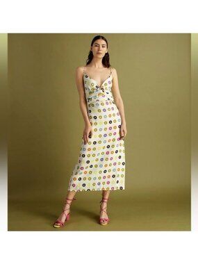 Cala de la Cruz Sabina midi Dress 100% linene Taffy Multi color size Medium